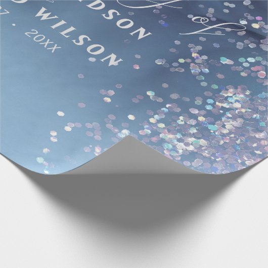 青と紫のアルコールインキとグリッター神秘的 ラッピングペーパー (角)