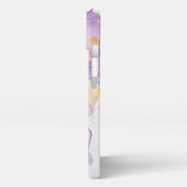 青と紫のアルコールインクアート金ゴールド iPhoneケース (左側面)