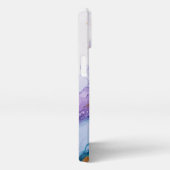 青と紫のアルコールインクアート金ゴールド iPhoneケース (右側面)