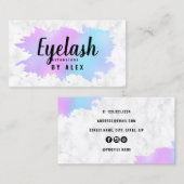 青と紫のエレガントまつげの延長 名刺 (正面/裏面)