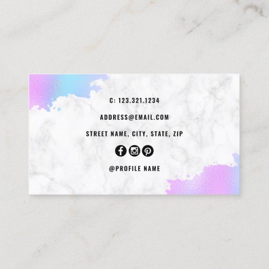 青と紫のエレガントまつげの延長 名刺 (裏面)