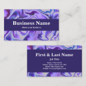 青と紫のエレガント大理石抽象芸術 名刺 (正面/裏面)