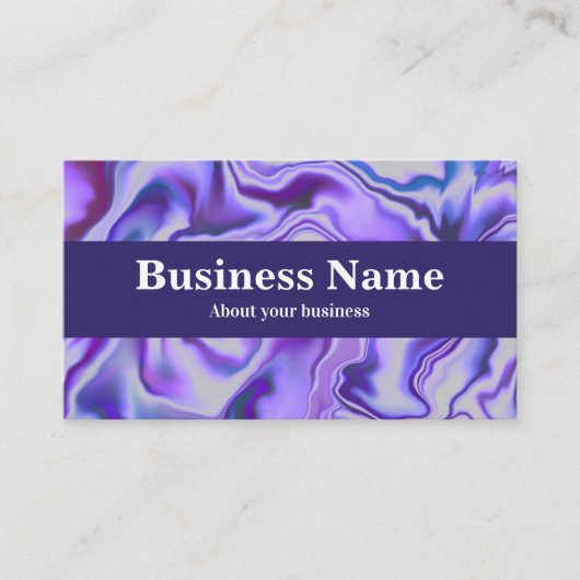青と紫のエレガント大理石抽象芸術 名刺 (正面)
