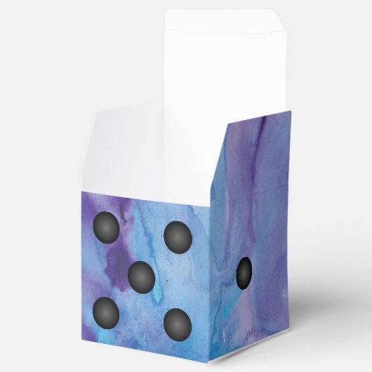青と紫のエレガント水彩サイコロ結婚 フェイバーボックス (オープン)