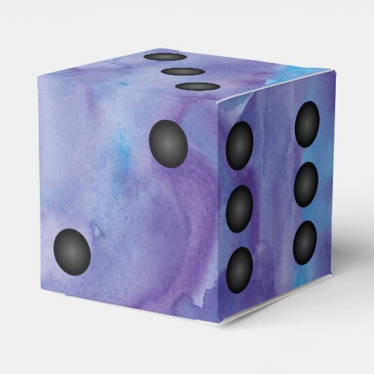 青と紫のエレガント水彩サイコロ結婚 フェイバーボックス (裏面サイド)
