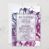 青と紫のオンブルヒマワリの小さな結婚式の披露宴 招待状 (正面)