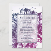 青と紫のオンブルヒマワリの秘密結婚式の披露宴 招待状 (正面)