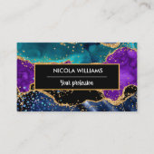 青と紫のグリッターピーコックアゲート 名刺 (正面)