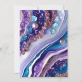 青と紫のグリッター大理石アゲート21st誕生日 招待状 (裏面)