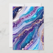 青と紫のグリッター大理石アゲート21st誕生日 招待状 (裏面)