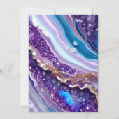 青と紫のグリッター大理石アゲート21st誕生日 招待状 (裏面)