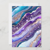 青と紫のグリッター マーブル アゲート 21歳の誕生日 招待状 (裏面)