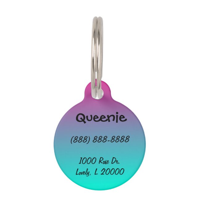 青と紫のコットンキャンディグラデーションー ペット　ネームタグ (正面)
