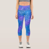 青と紫のシックきらめくパタガーリーーン カプリレギンス (正面)