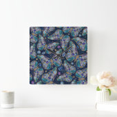 青と紫のジオメトリパターン スクエア壁時計 (ホーム)