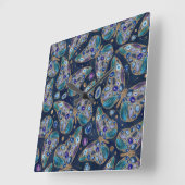 青と紫のジオメトリパターン スクエア壁時計 (傾斜)