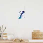 青と紫のジオメトリ三角形パターン ポスター (キッチン)