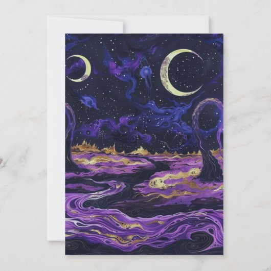 青と紫のスカイクレセントムーンハローウィンパーティ 招待状 (裏面)