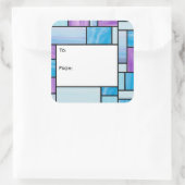 青と紫のステンドグラス贈り物ラベルシール スクエアシール (バッグ)