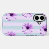 青と紫のストライプのデイジー模様 Case-Mate iPhoneケース (裏面 (横))