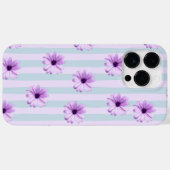青と紫のストライプのデイジー模様 Case-Mate iPhoneケース (裏面 (横))