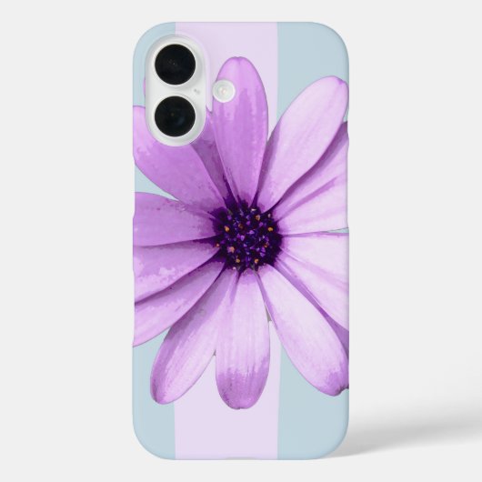 青と紫のストライプのデイジー模様 Case-Mate iPhoneケース (裏面)