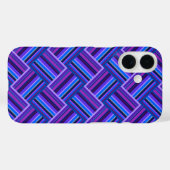 青と紫のストライプの織り Case-Mate iPhoneケース (裏面 (横))