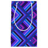 青と紫のストライプスケールパターン スモールペーパーバッグ (正面)