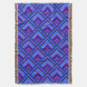 青と紫のストライプスケールパターン スローブランケット (正面縦)