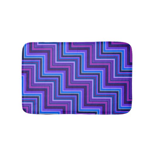 青と紫のストライプ階段 バスマット (正面)