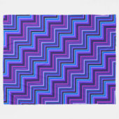 青と紫のストライプ階段 フリースブランケット (正面(横))