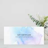 青と紫のスプラッシュ絵を描ギフト証明書 (スタンド正面)