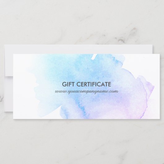 青と紫のスプラッシュ絵を描ギフト証明書 (正面)