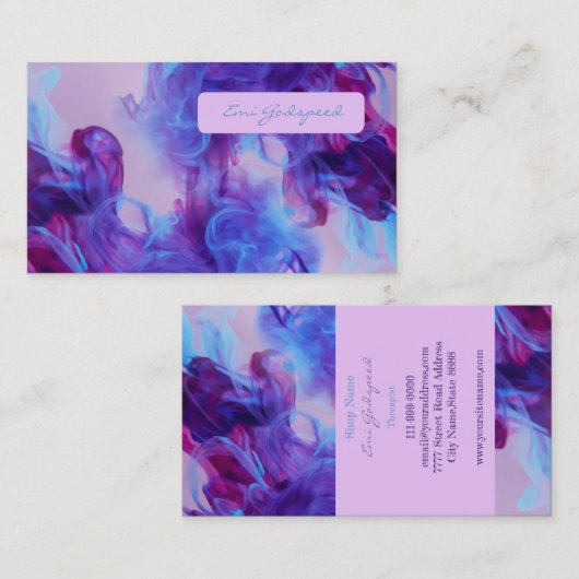青と紫のスモークデザイン 名刺 (正面/裏面)