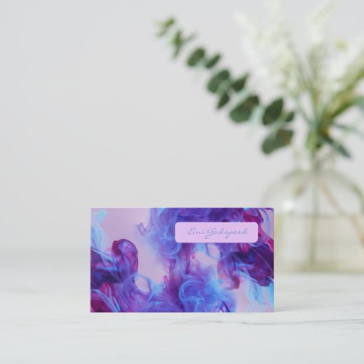 青と紫のスモークデザイン 名刺 (スタンド正面)