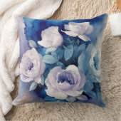 青と紫のソフトウォーターのカラーフローラ クッション (ブランケット)