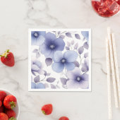 青と紫のソフトパステルボタニカルパターン スタンダードカクテルナプキン (インサイチュ)