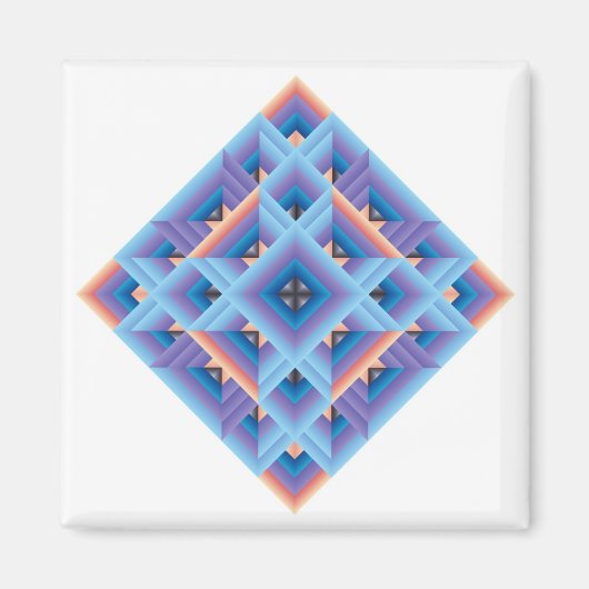 青と紫のダイヤモンドキルト マグネット (正面)
