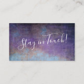 青と紫のテクスチャード・グランジ「私たちは引っ越しました」 エンクロージャーカード (裏面)