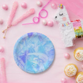 青と紫のテクスチャー ペーパープレート (パーティー)