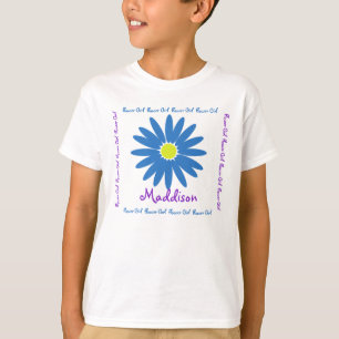 青と紫のデイジーフラワーガール Tシャツ
