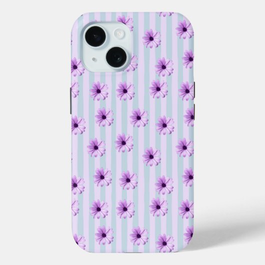 青と紫のデイジー柄 Case-Mate iPhoneケース (裏面)