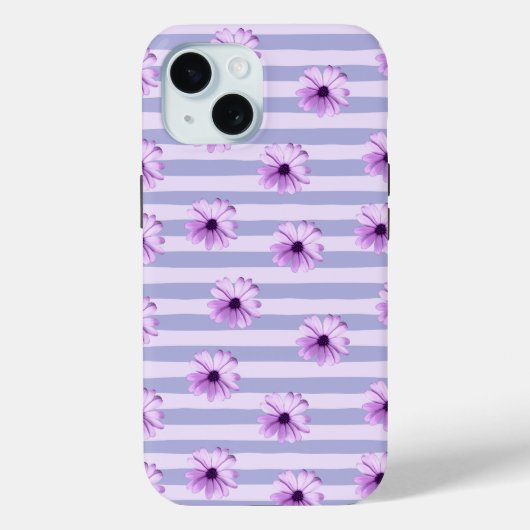 青と紫のデイジー柄 Case-Mate iPhoneケース (裏面)