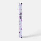 青と紫のデイジー柄 iPhone 15ケース (左側面)