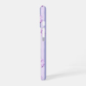 青と紫のデイジー柄 iPhone 16ケース (左側面)