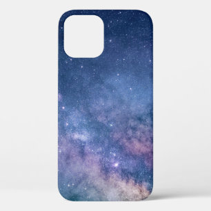 青と紫のデジタル銀河系 iPhone 12ケース