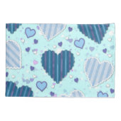 青と紫のハート 枕カバー (裏面)