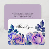 青と紫のバラのウェディングフラール、ありがとうございます サンキューカード (正面/裏面)
