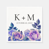 青と紫のバラの水色。結婚式の花 スタンダードカクテルナプキン (正面)