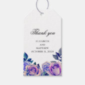 青と紫のバラ感謝していは。の結婚贈り物ラベル ギフトタグ (正面)